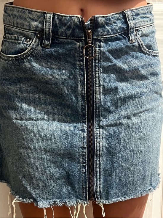 We The Free Dresses & Skirts - We The Free Light Blue Denim Mini Skirt with Front Zip
